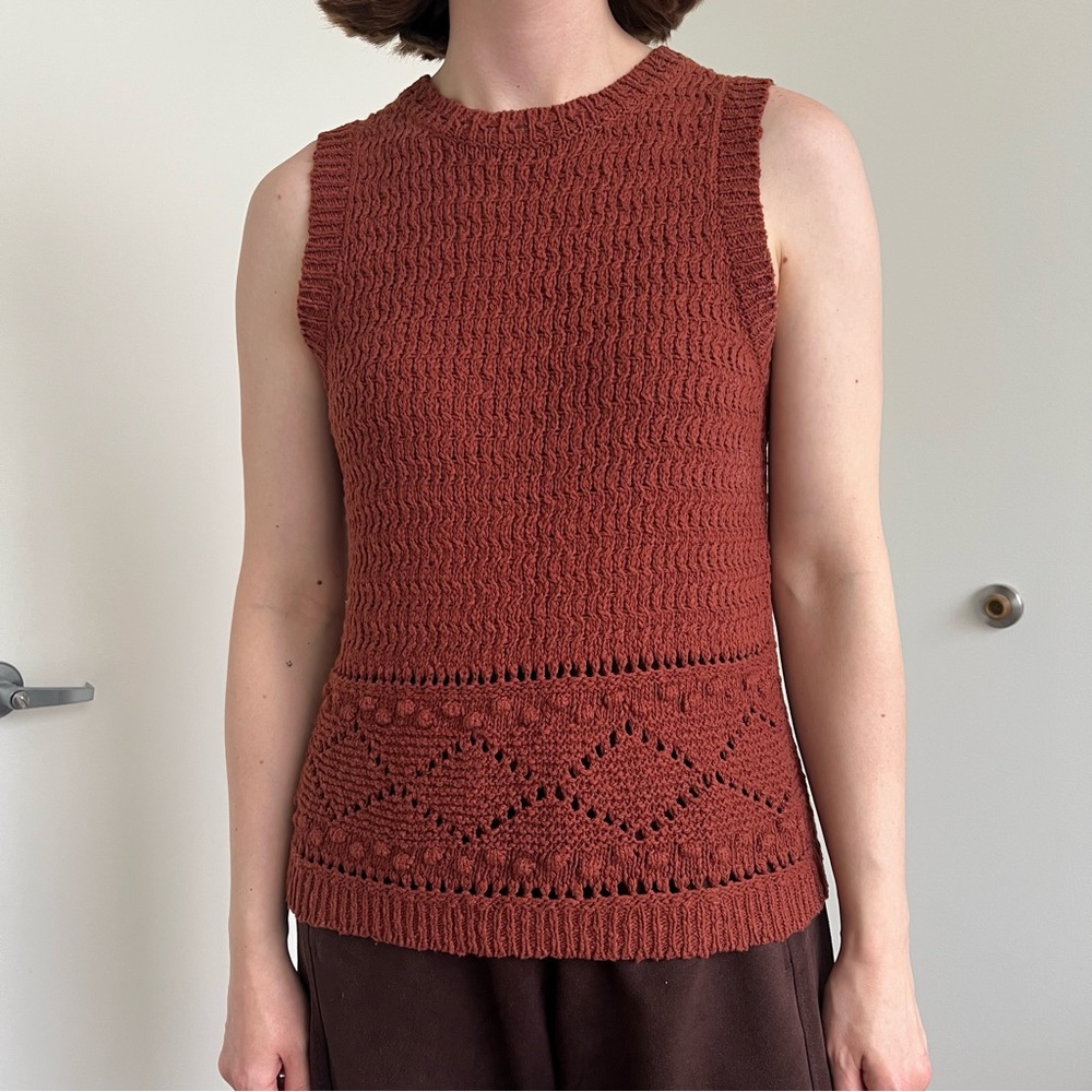Universal Thread Textured Rust Knit Sleeveless Tank